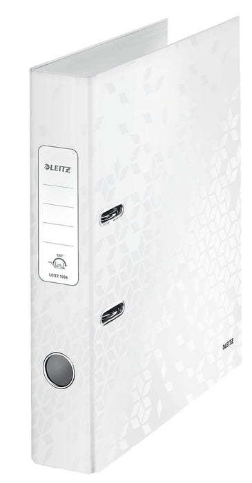 Leitz 180° WOW Lever Arch File A4 50 mm White 2 ring 1006 Laminated Cardboard Portrait