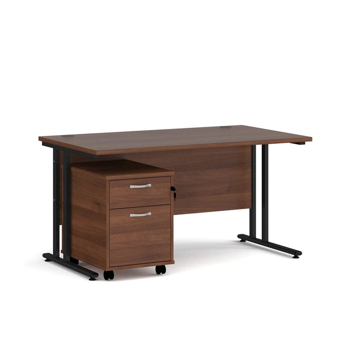 Dams International Straight Desk with 2 Drawer Pedestal SBK214W 1,400 x 800 x 725 mm