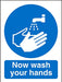 Mandatory Sign Now Wash Your Hands Vinyl Blue, White 30 x 20 cm