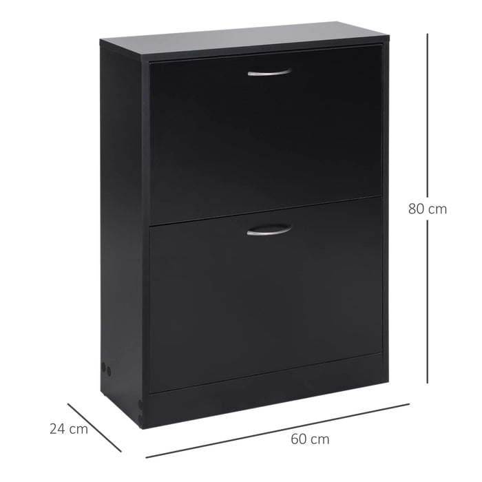 HOMCOM Shoe Cabinet 833-170BK Metal, Particle Board Black, White 600 mm x 240 mm x 800 mm