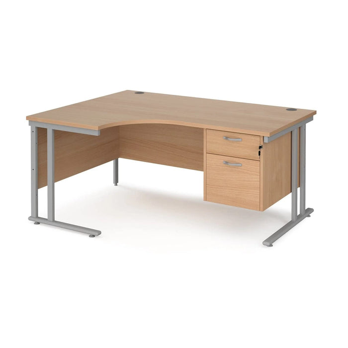 Dams International Left Hand Ergonomic Desk MC16ELP2SB 1,600 x 1,200 x 725 x 800 - 990 mm