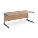 Rectangular Straight Desk with Beech Coloured MFC Top and Graphite Frame Cantilever Legs Contract 25 800 x 800 x 725mm