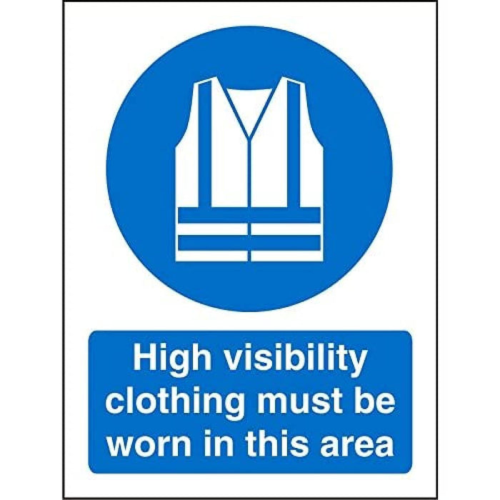 Mandatory Sign High Vis Clothing Must Be Worn Plastic Assorted Blue, White 30 x 20 cm