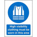 Mandatory Sign High Vis Clothing Must Be Worn Plastic Assorted Blue, White 30 x 20 cm