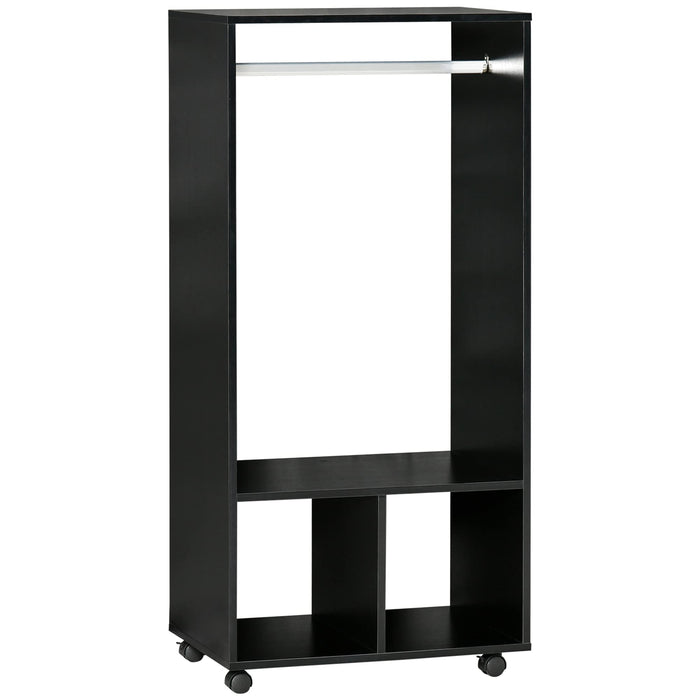 HOMCOM Wardrobe Aluminium, Particle Board Black 40 x 60 x 128 cm