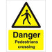 Warning Sign Pedestrians Crossing Vinyl 40 x 30 cm