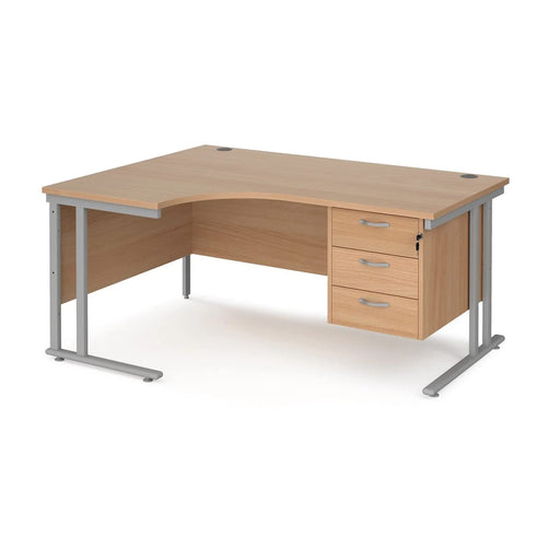 Dams International Left Hand Ergonomic Desk MC16ELP3KW 1,600 x 1,200 x 725 x 800 - 990 mm