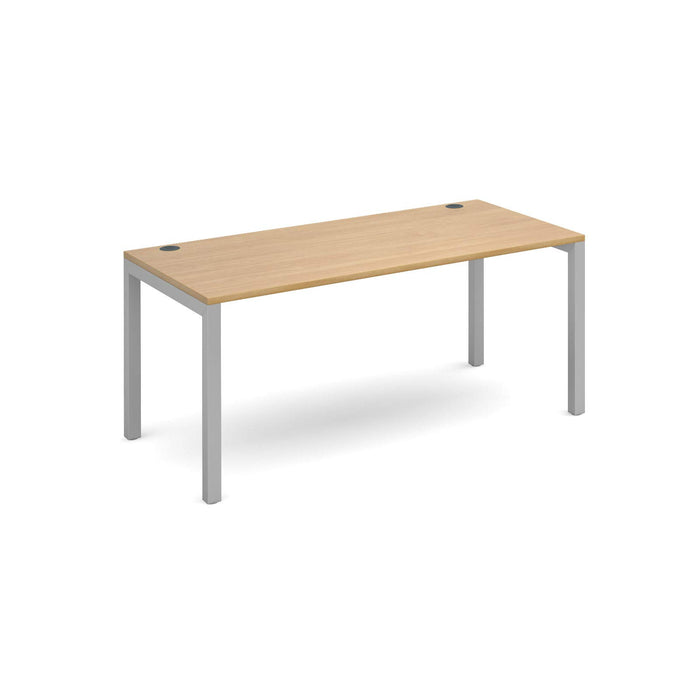 Dams International Rectangular Starter Unit Single Desk with Oak Coloured Melamine Top and Silver Frame 4 Legs Connex 1600 x 800 x 725mm