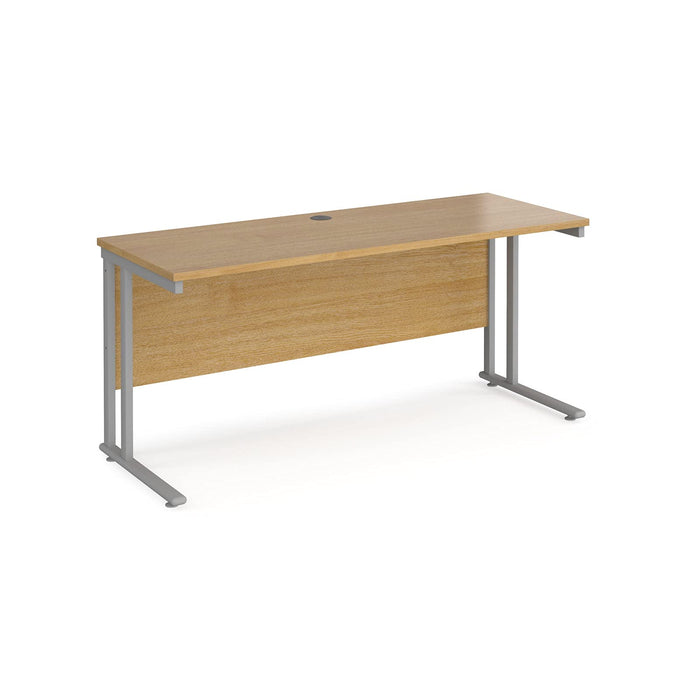 Rectangular Straight Desk with Cantilever Legs Walnut Wood Silver Maestro 25 1600 x 600 x 725mm