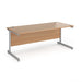 Rectangular Straight Desk with Beech Coloured MFC Top and Silver Frame Cantilever Legs Contract 25 1600 x 800 x 725mm