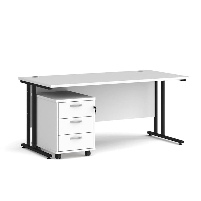 Dams International Straight Desk with 3 Drawer Pedestal SBK316WH 1,600 x 800 x 725 mm