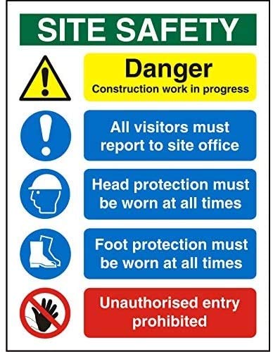 Construction Site Sign Site Safety Fluted Board 60 x 45 cm