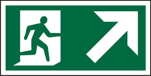 Fire Exit Sign with Up Right Arrow Plastic 10 x 20 cm