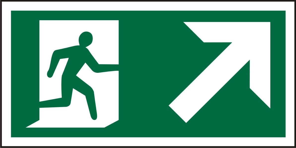 Fire Exit Sign with Down Right Arrow Self Adhesive Vinyl 10 x 20 cm