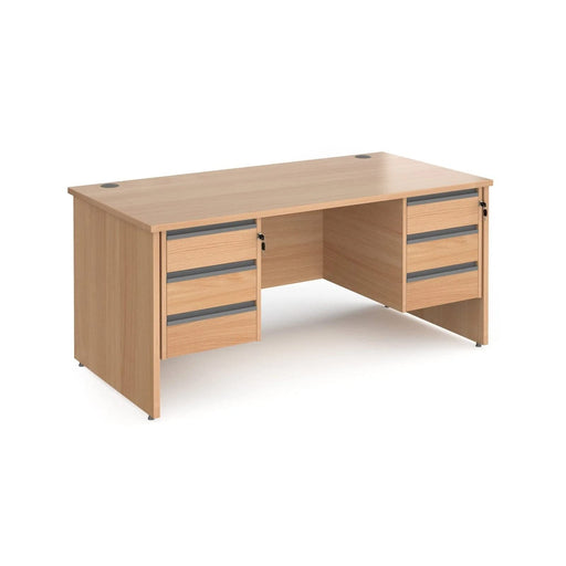 Dams International Straight Desk with Oak Coloured MFC Top and Graphite Frame Panel Legs and 2 x 3 Lockable Drawer Pedestals Contract 25 1800 x 800 x 725mm
