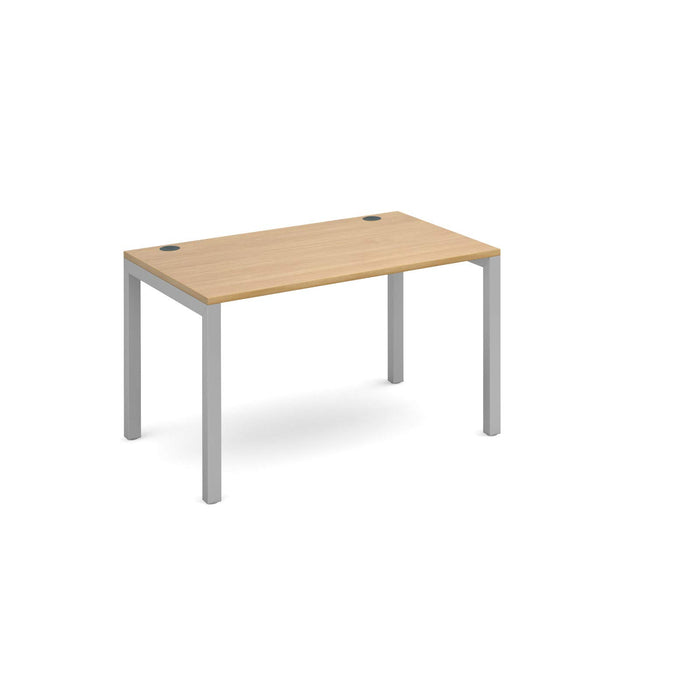 Dams International Rectangular Starter Unit Single Desk with Oak Coloured Melamine Top and Silver Frame 4 Legs Connex 1200 x 800 x 725mm