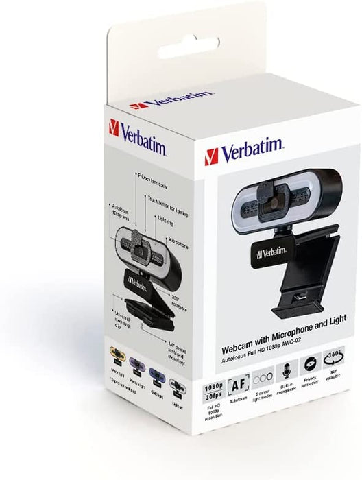 Verbatim Awc-02 Fhd Webcam Mic/Light
