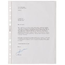 Office Depot Punched Pockets Recycled 60% A4 Matt Transparent 50 microns PP (Polypropylene) Top 11 Holes Pack of 100