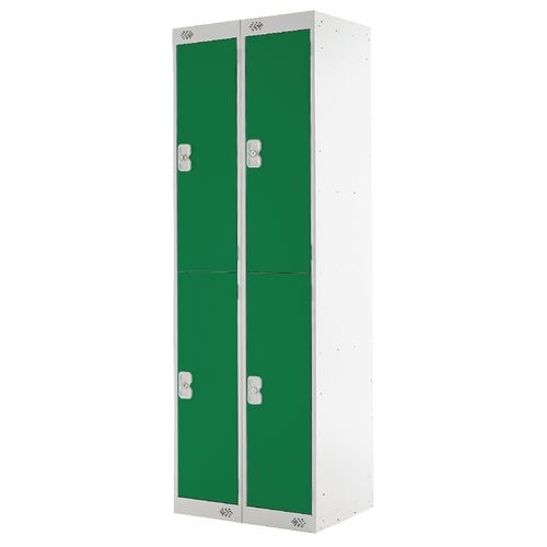 LINK51 Standard Mild Steel Locker with 2 Doors Standard Deadlock Lockable with Key 2 300 x 450 x 1800 mm Grey & Green