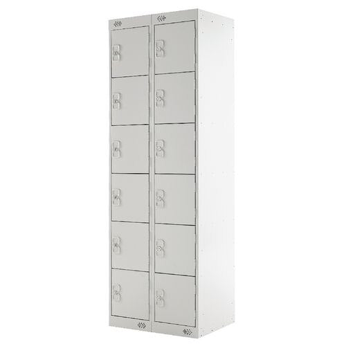 LINK51 Standard Mild Steel Locker with 6 Doors Standard Deadlock Lockable with Key 2 300 x 450 x 1800 mm Grey
