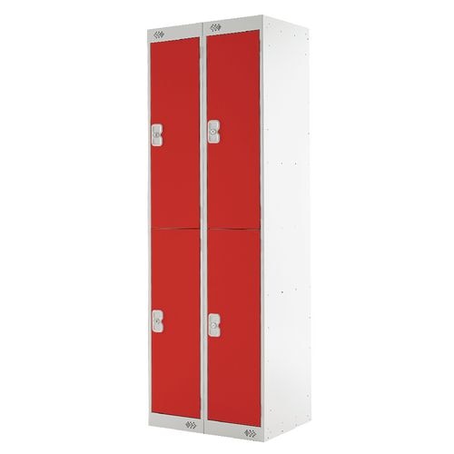 LINK51 Standard Mild Steel Locker with 2 Doors Standard Deadlock Lockable with Key 2 300 x 450 x 1800 mm Grey & Red