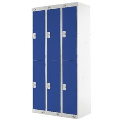 LINK51 Standard Mild Steel Locker with 2 Doors Standard Deadlock Lockable with Key 3 300 x 450 x 1800 mm Grey & Blue