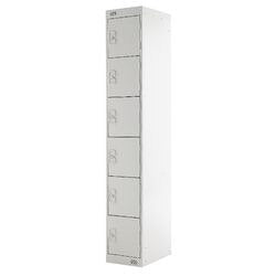 LINK51 Standard Mild Steel Locker with 6 Doors Standard Deadlock Lockable with Key 300 x 450 x 1800 mm Grey
