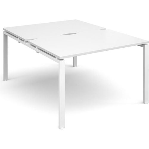 Dams International Rectangular Back to Back Desk with White Melamine Top and White Frame 4 Legs Adapt II 1200 x 1600 x 725 mm