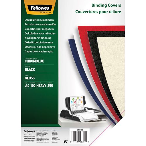 Binding Cover A4 Board Gloss Black Pack of 100