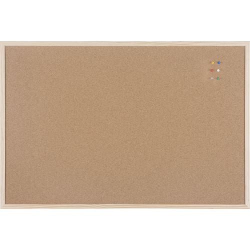 Viking Notice Board Non Magnetic Wall Mounted Cork 120 (W) x 90 (H) cm Wood Brown