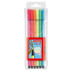 STABILO Pen 68 Premium Fibre Tip Pens Wallet Assorted Neon Pack of 6
