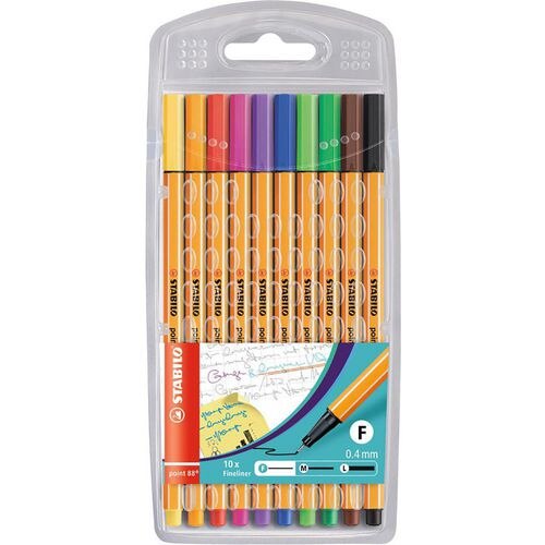 STABILO point 88 Fineliner Pen Assorted Pack of 10