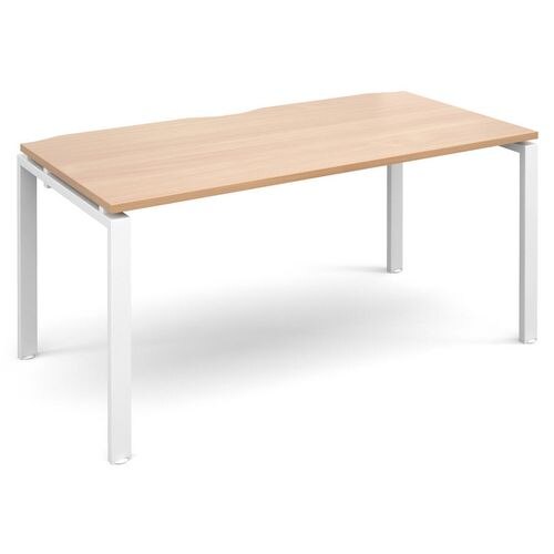 Dams International Rectangular Single Desk with Beech Coloured Melamine Top and White Frame 4 Legs Adapt II 1600 x 800 x 725mm