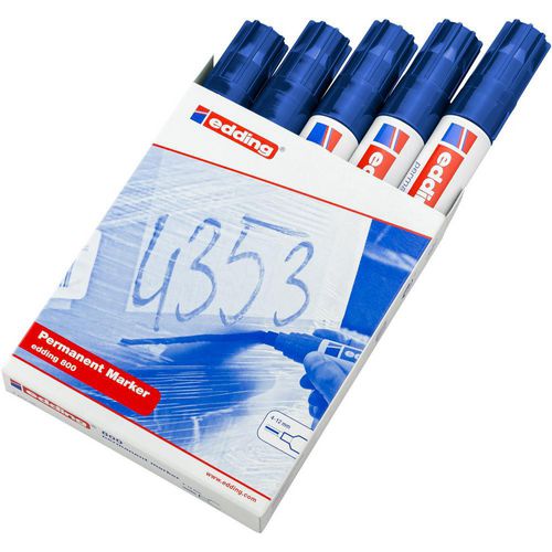 edding 800 Permanent Marker Broad Chisel 4-12 mm Blue Refillable Pack of 5
