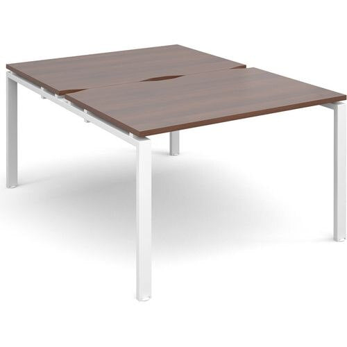 Dams International Rectangular Back to Back Desk with Walnut Melamine Top and White Frame 4 Legs Adapt II 1200 x 1600 x 725mm
