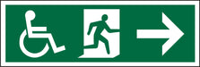 Fire Exit Sign Wheel Chair Right Arrow Vinyl 15 x 45 cm
