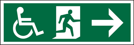 Fire Exit Sign Wheel Chair Right Arrow Plastic 15 x 45 cm