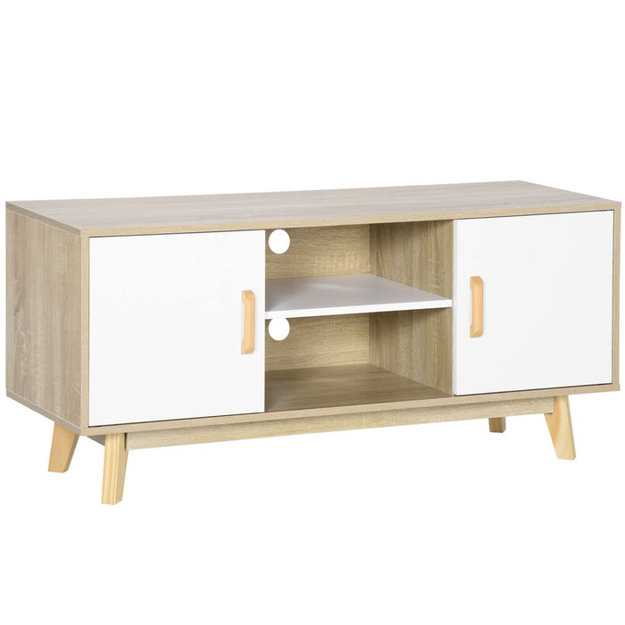 HOMCOM TV Stand Particle Board, Pine Wood Natural wood finish 120 x 40 x 55 cm