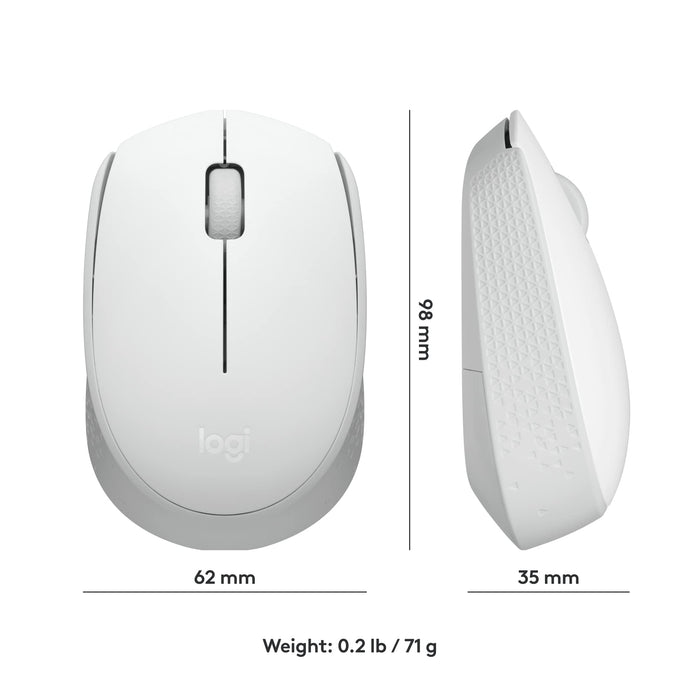 Logitech M171 1000 DPI Ambidextrous RF Wireless Optical Mouse Off White