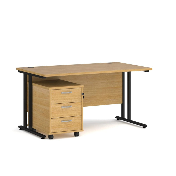 Dams International Straight Desk with 3 Drawer Pedestal SBK314O 1,400 x 800 x 725 mm
