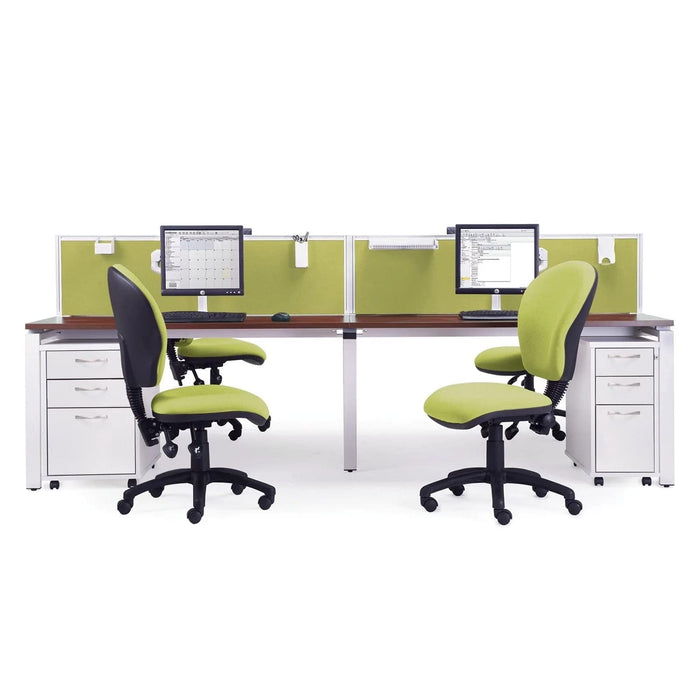 Dams International Rectangular Single Desk with Beech Coloured Melamine Top and White Frame 4 Legs Adapt II 1600 x 800 x 725mm