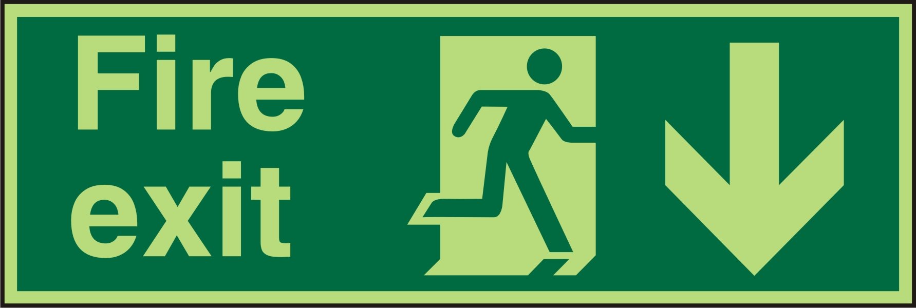 Fire Exit Sign Down Arrow Acrylic 15 x 45 cm