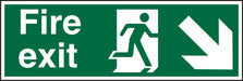 Fire Exit Sign Man Running with Down Right Arrow Acrylic Green, White 10 x 30 cm