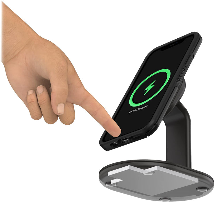 OtterBox - Wireless charging stand - for magsafe - 7.5 Watt - PD 2.0, PD 3.0 - radiant night (black) - for Apple iPhone 12, 13, 14