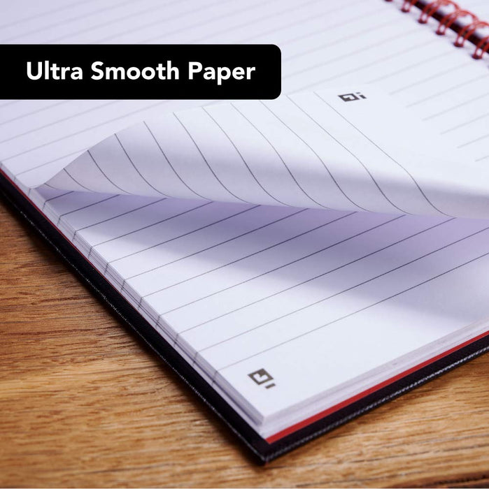 OXFORD Notebook Black n' Red A4 Ruled Spiral Bound Cardboard Hardback Black, Red 140 Pages 70 Sheets Pack of 7