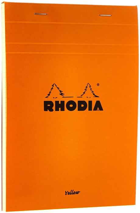 Rhodia Legal Pad 16260C A5 Squared Stapled Top Bound Cardboard Hardback Yellow Perforated 80 Pages