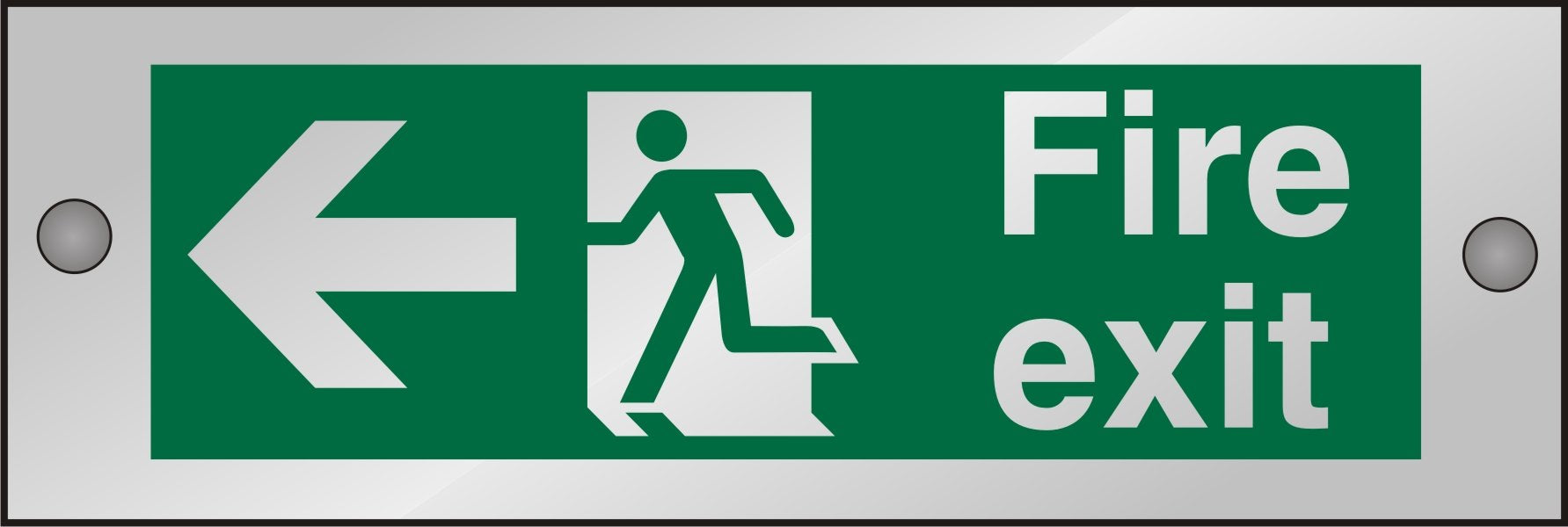 Fire Exit Sign Man Running with Left Arrow Self Adhesive Green Acrylic 10 x 30 cm