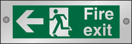 Fire Exit Sign Man Running with Left Arrow Self Adhesive Green Acrylic 10 x 30 cm
