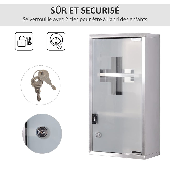 HOMCOM Medicine Cabinet 02-0546 Stainless Steel Silver 250 mm x 120 mm x 480 mm