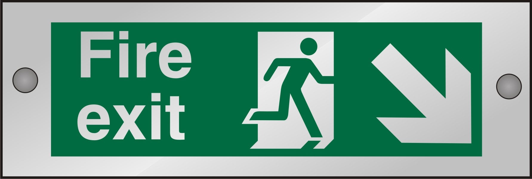 Fire Exit Sign Man Running with Down Right Arrow Self Adhesive Acrylic 10 x 30 cm